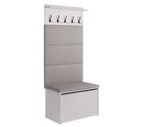 KOBI Conjunto recibidor Andy | Percha + Caja | Paneles tapizados | Armario para el recibidor | (Gris)