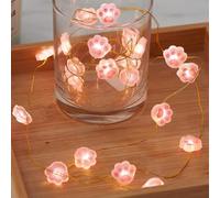 KOBOKO Guirnalda de luces con forma de huellas de gato, 2 m, 20 luces LED para interior y exterior, funciona con pilas, garras de gato, luces decorativas para jardín, Navidad, bodas, fiestas