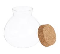 KOCKSHION Botella de Vidrio Redonda con Tapa de Corcho para Decoración de Micropaisajes y Almacenamiento de Musgo, Multiusos y Fácil de Limpiar Hogar
