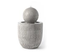 KÖHKO Fuente de jardín Zen bola con LED - Fuente decorativa moderna con superficie texturizada para jardín, terraza e interior