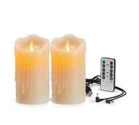 Koelaa Paquete de 2 Velas LED, Velas LED Recargables USB, Vela Recargable, Velas Parpadeantes, Velas LED Recargables con Control Remoto, Velas sin llama, para Salón, Navidad, Decoración-7.5 * 12.5cm