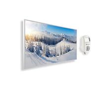 Könighaus calefactor decorativo Panorama 1200 Watt - termostato Smart - | App, marco blanco, motivo: 07. Paisaje nevado, TÜV SÜD, calefactor infrarrojo de pared
