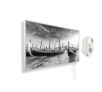 Könighaus calefactor decorativo Panorama 1200 Watt - termostato Smart - | App, marco blanco, motivo: 10. Vista de Venecia, TÜV SÜD, calefactor infrarrojo de pared