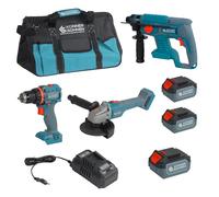 Könner&Söhnen Set KS RHAGD 20V SET 3 PLUS Kit herramientas 3 en 1 a batería | Set 3 en 1: taladro, amoladora angular, taladro percutor, 2 baterías de litio 20V 4Ah, cargador 4,5A, batería de regalo