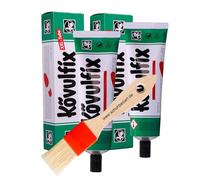 Kövulfix Juego de adhesivos de contacto 240 g + pincel, pegamento para zapatos extrafuerte, resistente al agua y flexible, adhesivo universal para cuero, goma, textiles, zapatos, techos, toldos