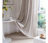 KOEXM Cortinas bohemias de granja, 2 paneles, 55 pulgadas de ancho x 160 cm de largo, color café, semitransparentes, bolsillo para barra, sala de estar, dormitorio, guardería, oficina, cocina, casa de