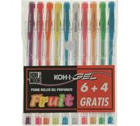 Koh-I-Noor NAGP10F, bolígrafo de gel con tapa, disponible en azul, verde, naranja, rosa, rojo, morado, blanco, amarillo y multicolor, 0,8 mm, paquete de 10 unidades