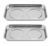 KOHAND 2 Pack Bandeja Magnética, Bandeja Rectangular de Acero Inoxidable para Herramientas Magnéticas, Soporte Magnético para Piezas Metálicas, Tuercas, Colectores de Tornillos, 24 x 14 x 3,6 cm