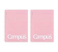KOKUYO Campus - Cuaderno de anillas suaves, A5, B, 6 mm, rayado, 29 líneas, 50 hojas, rosa, juego de 2, importación de Japón (SU-S131BT-P)