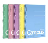 KOKUYO Campus - Cuaderno de anillas suaves, A5, B de 6 mm, rayado, 29 líneas, 50 hojas, juego de 5 colores, importación de Japón (SU-S131BT)