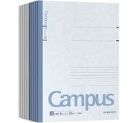 KOKUYO Campus (NO-3BNX10) Cuaderno B de 6 mm, a rayas, semi-B5, 30 hojas, 35 líneas, azul, paquete de 10