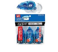 KOKUYO Co., Ltd Carrete de Cinta Adhesiva Dot Liner, Pegamento Fuerte en Rollo de 8.4mm, Paquete Carrete DM400-08 y 3 Recargas de 16m D400-08, Importación de Japón