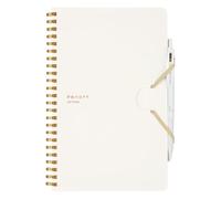 KOKUYO Cuaderno de Cuadrícula en Espiral, Penott A5 Cuaderno de Papel Cuadriculado con Anillas Suaves con 70 Hojas Suaves, 14.5cm x 21.1cm Cuaderno Pequeño de Diario con Tapa Dura de Plástico, Blanco