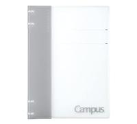 KOKUYO Cuaderno Recargable Campus, cuaderno B5 de 2 x 2 con anillas delgadas con página de título personalizable, capacidad de 40 hojas, adecuado para papel de hojas sueltas de 26 agujeros, gris