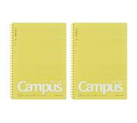 Kokuyo S111BT-YX2SET - Cuaderno de anillo suave para campus, rayas de puntos, 40 hojas, B5, amarillo, juego de 2 (ー-S111BT-YX2SET)