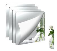 Kolamom 4 Espejos Adhesivos para Espejos, autoadhesivos, 15 x 15 cm, acrílico Autoadhesivo, Espejo para Pegar para Pared, baño, Dormitorio, Armario, Sala de Estar