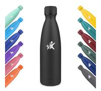 KollyKolla Botella Termica, 500ml, Termo sin BPA, Botella Agua Acero Inoxidable, Cantimplora Termica Reutilizable, Botella con Pared Doble Aislamiento, para Niños, Adultos, Deporte, Oficina - Negro