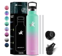 KollyKolla Botella Termica Deporte 1 litro, Botella Agua Acero Inoxidable, con Pajita y Filtro, Cantimplora Sin BPA, Reutilizable, Termo Doble Pared al Vacío a Prueba de Fugas, Adultos y Niños