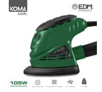 EDM Lijadora tipo mouse Koma Tools 08707 105 W 14,1x14,5 cm Negro/Verde