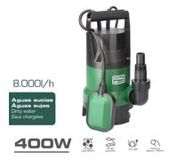 Koma Tools Bomba Drenaje Aguas Sucias BAS-400 400W 8000 L/H Sumergible Automática