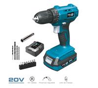 Koma Tools Kit Taladro Atornillador 20 V con Batería 2,0 Ah y Cargador
