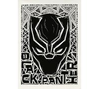 Komar Cuadro de pared de Marvel Black Panther Lino-Cut Helmet - Tamaño 50 x 70 cm - Decoración para habitación infantil