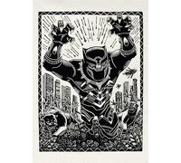 Komar Cuadro de pared Marvel Black Panther Lino-Cut Charge - Tamaño 50 x 70 cm - Decoración para habitación infantil