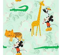 KOMAR Disney Mickey Mouse Papel Pintado Selva Verde Pastel Roll 10 m