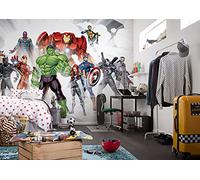 Komar Marvel IADX10-065 - Papel pintado fotográfico para habitación infantil (500 x 280 cm, 500 x 280 cm), diseño de Thor, Hulk, Iron Man