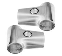 KOMBIUDA Abrazadera para Cerca de Alambre de Cadena de Acero Inoxidable, Conector bidireccional en T, 2 Piezas, Color Plata, para bastidores de Secado y estantes de Invernadero, conexión