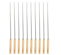 KOMBIUDA Brochetas Planas De Acero Inoxidable Con Mango De Madera 10 Piezas 12.99 Pulgadas Seguras Para Parrilla Y Reuniones Familiares