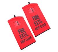 KOMBIUDA Cubierta para Extintor de Incendios Funda Protectora Antipolvo Exterior Resistente al Agua y Fácil Instalación 2 Piezas de Tela Roja para Camiones y Patios