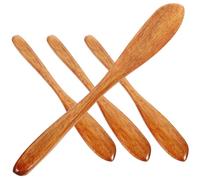 KOMBIUDA Cuchillos de Mantequilla Utensilios de Cocina de Madera Set de 4 para Untar Condimentos y Cortar Quesos Ideales para Panaderías y Restaurantes