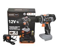 KOMBO Smart - Taladro atornillador de percusión 12 V - Batería 2.0 Ah, 2 velocidades, 30 Nm, portabrocas 10 mm con LED integrado