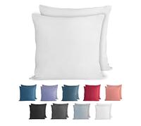 Komfortec Juego de 2 Fundas de cojín 100% algodón, 50 x 50 cm, 150 g/m², Color Blanco