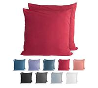 Komfortec Juego de 2 Fundas de cojín 100% algodón, 50 x 50 cm, Funda de Almohada Supersuave de Punto Jersey de 150 g/m², Color Rojo Aurora