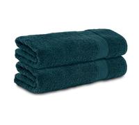 Komfortec Juego de 2 Toallas de Mano 50 x 100 cm - 100% Algodón - Suaves y Absorbentes - para Baño y Lavabo - Azul Petróleo