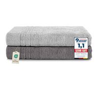 Komfortec Juego de 2 Toallas de Sauna 80 x 200 cm, 100% Algodón, Toallas XXL para Sauna, Suaves, Grandes, de Rizo y de Secado Rápido, Antracita/Turquesa