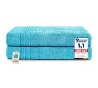 Komfortec Juego de 2 Toallas de Sauna 80x200 cm, 100% Algodón | Toallas Grandes, Suaves y Muy Absorbentes, Secado Rápido, Certificación OEKO-TEX, Turquesa
