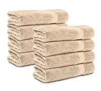 Komfortec Juego de 8 Toallas 50x100 cm, 100% Algodón | Toallas de Baño Suaves y Muy Absorbentes, Certificación OEKO-TEX, Beige