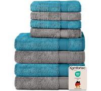 Komfortec Juego de Toallas 8 Piezas | 4 Toallas de Baño 70x140 cm y 4 Toallas 50x100 cm, 100% Algodón, Suaves y Muy Absorbentes, Certificación OEKO-TEX, Antracita