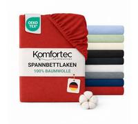 Komfortec Sábana Bajera Ajustable de Punto 100% algodón, 120 x 200 cm, 135 g/m², Suave, Transpirable y respetuosa con la Piel, con Goma en Todo el Contorno, Certificado Oeko-Tex, para somier de Boxeo
