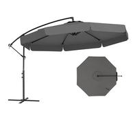 KOMFOTTEU φ290 cm Sombrilla de Jardín Plegable, Parasol para Patio Inclinable de 35 °, Sombrilla Terraza Exterior con Base Cruzada para Balcón, Piscina, Mercado (Gris)