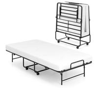 KOMFOTTEU Cama Plegable 90 x 190 cm con Colchón con 4 Ruedas