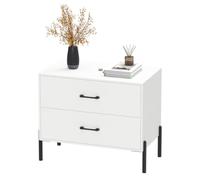 KOMFOTTEU Cómoda con 2/5 Cajones para Dormitorio, Cajonera de Madera con Patas de Metal, Armario de Almacenamiento para Salón, Oficina, Estudio, Blanco (con 2 cajones)