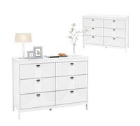 KOMFOTTEU Cómoda con 3/6 Cajones para Dormitorio, Cajonera de Madera con Kit Antivuelco, Mueble de Almacenamiento Moderno, para Salón, Estudio, Oficina (6 cajones)