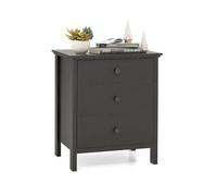 KOMFOTTEU Mesita de Noche con 3 Cajones, Cómoda de Madera para Dormitorio, Mesa Auxiliar Moderno, Mueble de Almacenamiento, Cajonera para Salón, Oficina, 56 x 45 x 66 cm (Negro)