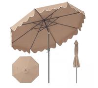 KOMFOTTEU Sombrilla de Jardín 280 cm, Parasol Terraza Exterior con Manivela y Función de Inclinación, Sombrilla de Mercado con 8 Varillas, para Playa, Jardín, Piscina, sin Base (Marrón)