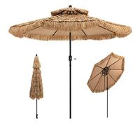 KOMFOTTEU Sombrilla Hawaiana de 2,7m con Doble Techo Plegable