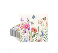 KONFEN 40 Piezas Servilletas con Motivo de Flores Silvestres, 33x33 cm Servilletas de Papel Primavera Prado Floral, Decoración de Mesa Servilletas Primavera para Boda Cumpleaños Pascua Fiesta Estilo B